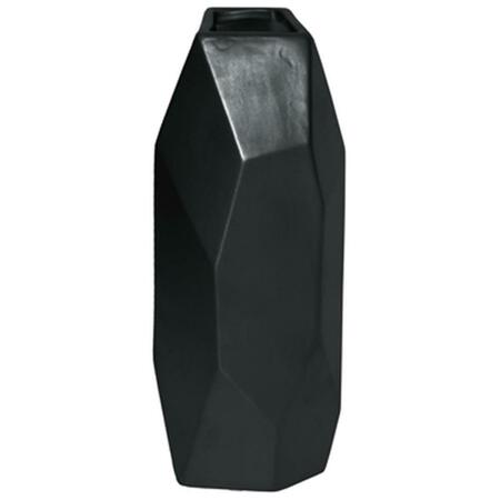 URBAN TRENDS COLLECTION Ceramic Tall Irregular Vase with Patterned Design Body, Matte Finish - Black 45919